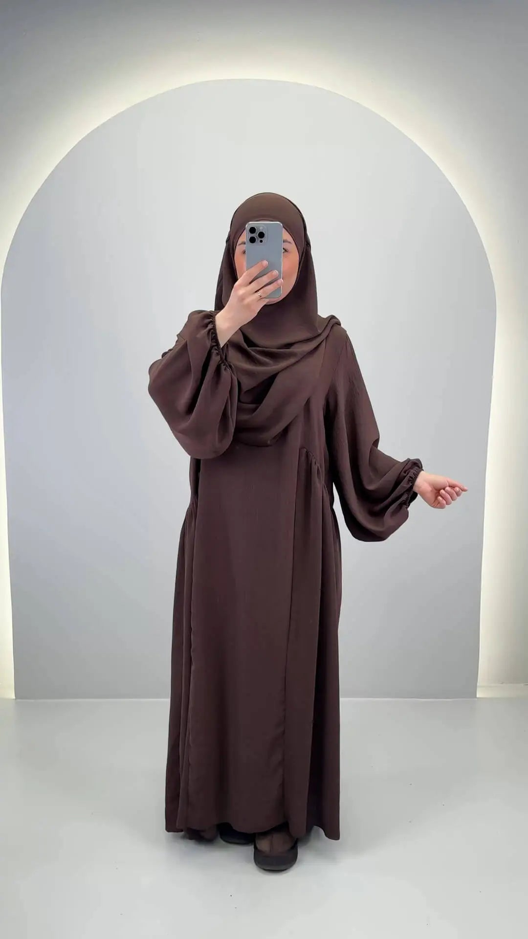Misa Abaya Seti ve Khimar Kahverengi
