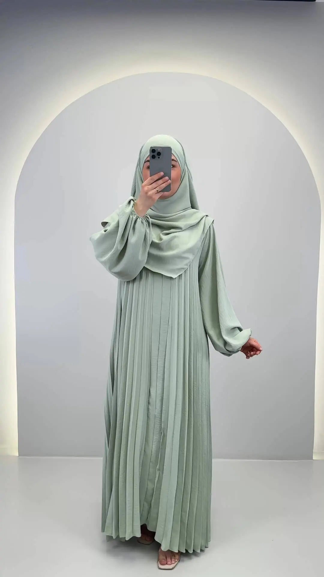 Hifaya Abaya Takım ve Khimar Mint