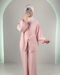 Aria Musselin Zweiteiler Rosa