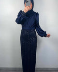 Saran evening dress dark blue