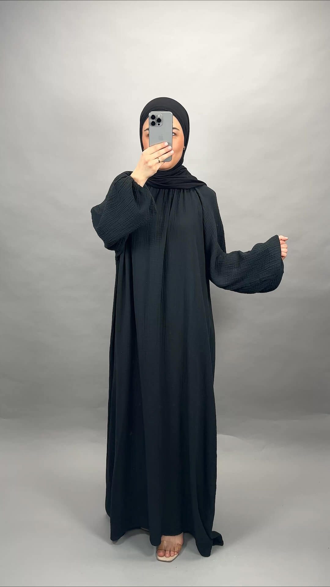 Sera Musselin Kleid Schwarz